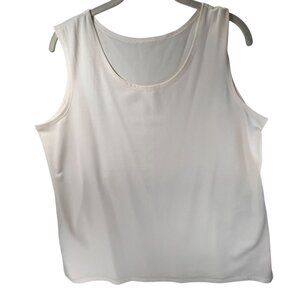 Susan Graver Style Cream White Sleeveless Tank Top L Liquid Knit Lightweight